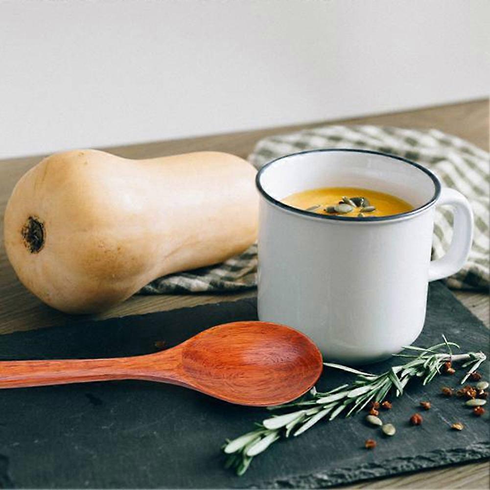 Wooden Spoons, 12 Pieces Wood Soup Spoons for Eating Mixing Stirring, Long Handle Spoon Kitchen Utensil