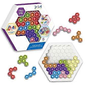 Hexagon Push Bubble Sensory Autism Special Needs Stress Reliever Silicone Decompression Washable Building Block Jigsaw Toy for Kids