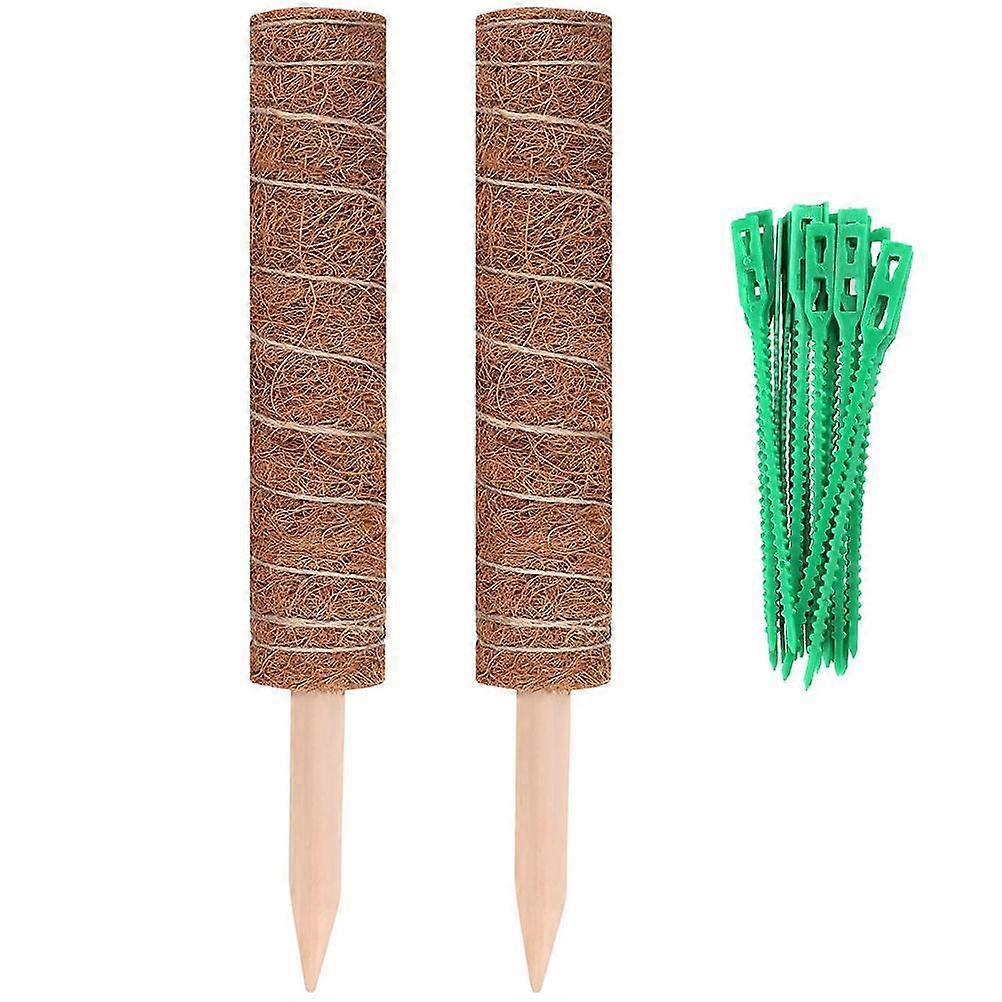2 Pcs Pole Cheese Plant Stackable Moss Stick with 20 Cable Ties for Extending Monstera Pothos Vines