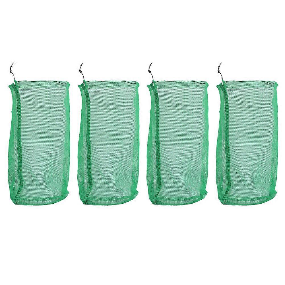 Portable Green Fishing Net with Drawstring for Easy Closure and Compact Storage Made of Durable Nylon 4 Pieces