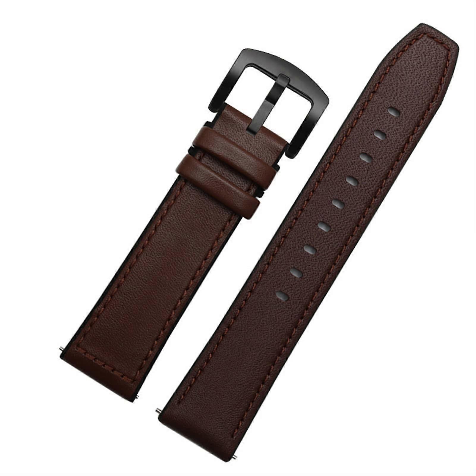Armband für Huawei Watch 2 Pro Magic Classic Sport 22 mm, Echtes Leder Silikonarmband, Brauner Schwarzer Verschluss 22 mm