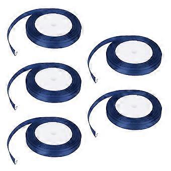 5 Teile / Satz Satinband 22m lang 10mm breite Hochzeitsfeier Dekoration DIY Zubehör für Geschenk Kuchen Süßigkeiten Box Verpackung DunkelblauYMMR)
