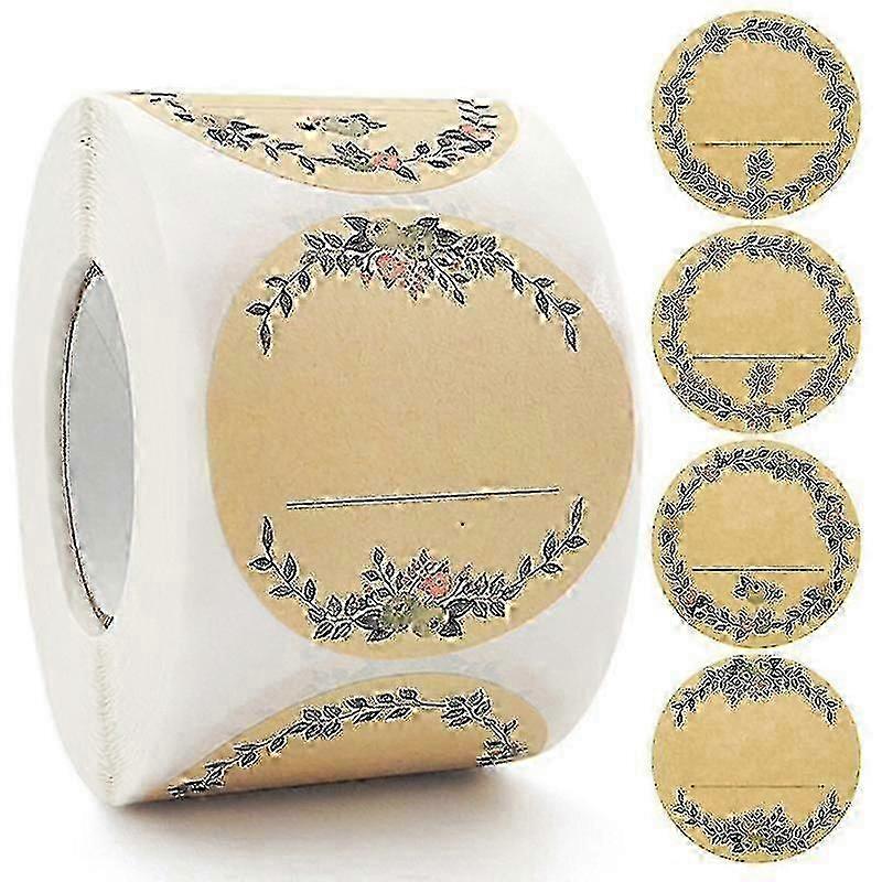 500 Pieces Kraft Paper Stickers, Self-adhesive Labels 5 Cm, Suitable for Jam Jars