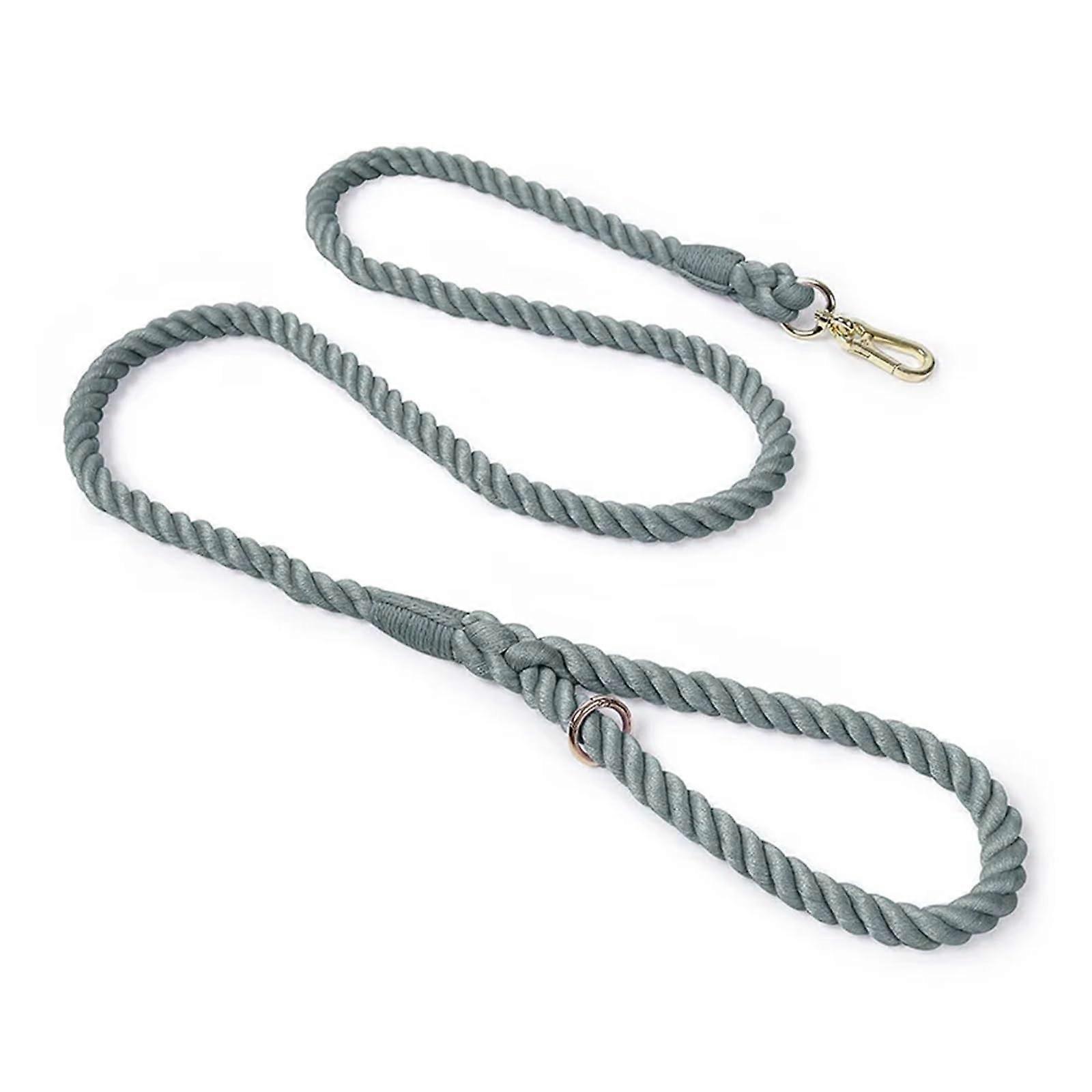 Dog Leash Multi-Function Handwoven Gradient Cotton Rope For Walking And Training Gray 150cm X 1.2cm For Dogs And Cats