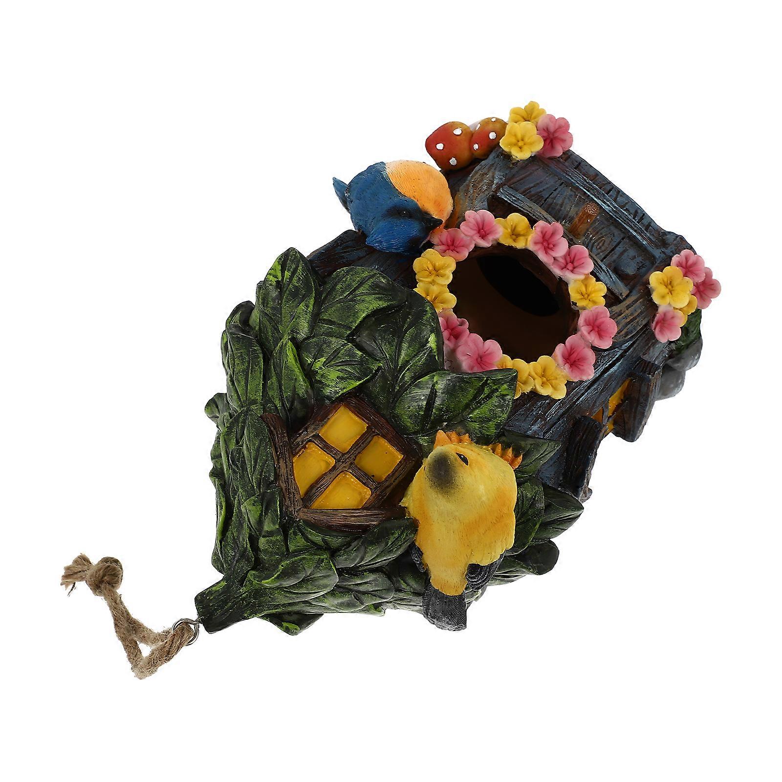 Bird Lovers Creative Hanging Bird Nest Multi-Color 20.7x14.7cm Resin Habitat for Birds Garden Decoration 1Pack
