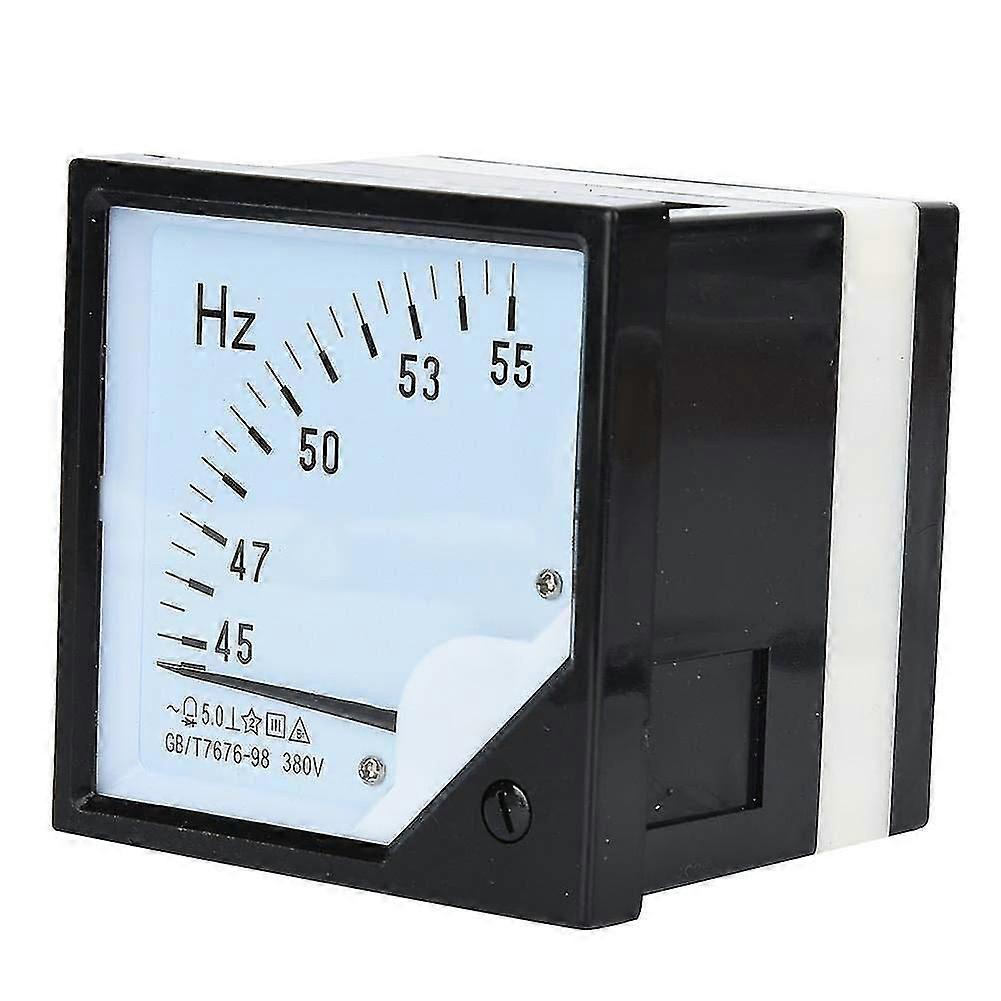 Panel Frequency Meter, Electrical Test Square Voltage Testers, Pointer Type Analog Panel Hertz Meter 45-55Hz AC 380V 1.5