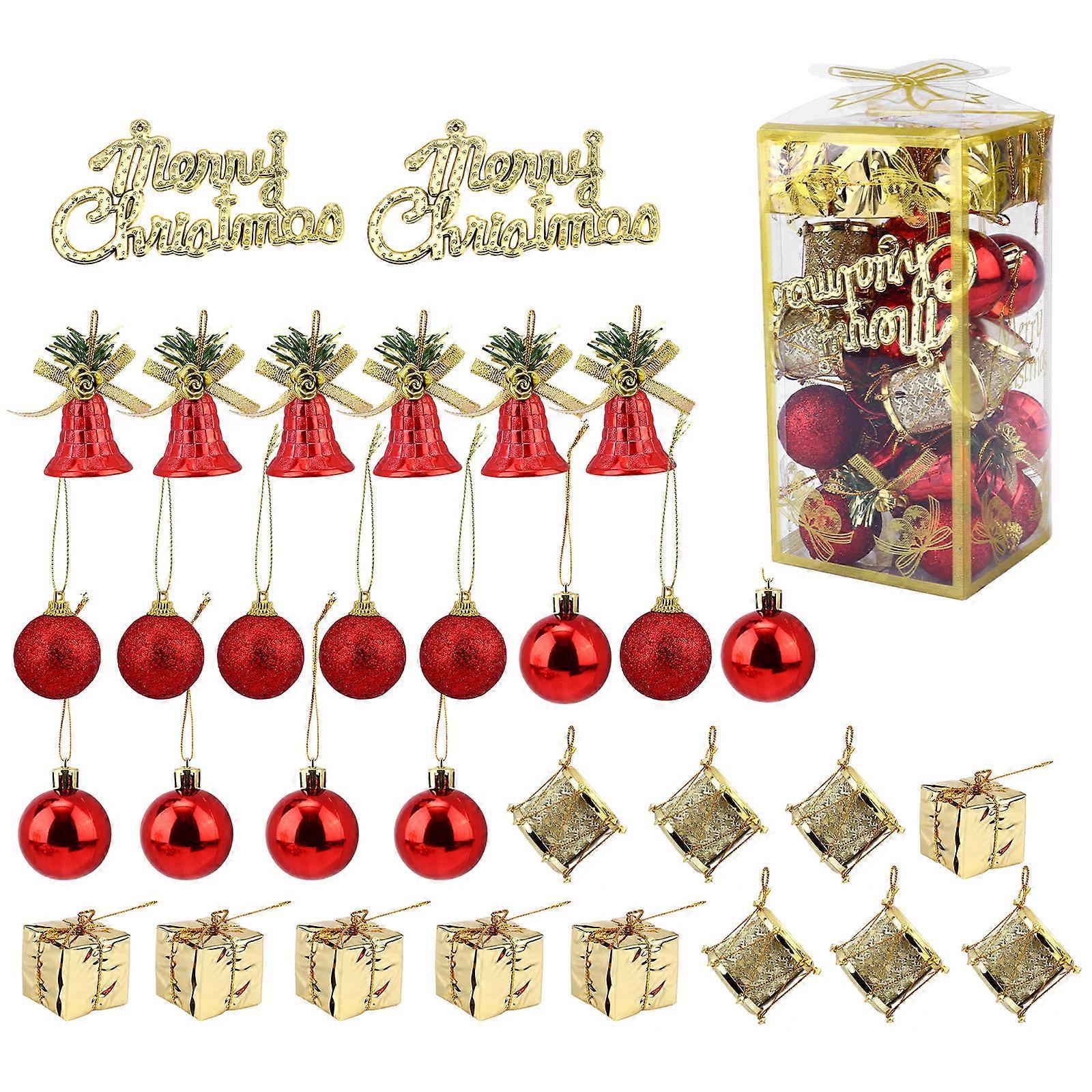 Holiday Tree Hanging Decor Plastic Bell Shaped Pendant 32Pcs