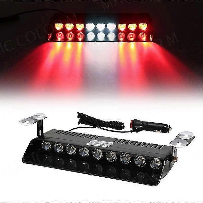 S1 9 LED Warning car lights Strobe Flashcar lights Emergency Dashboard Indicator 12V Ultra Bright Red Blue Yellow White Edition 0715