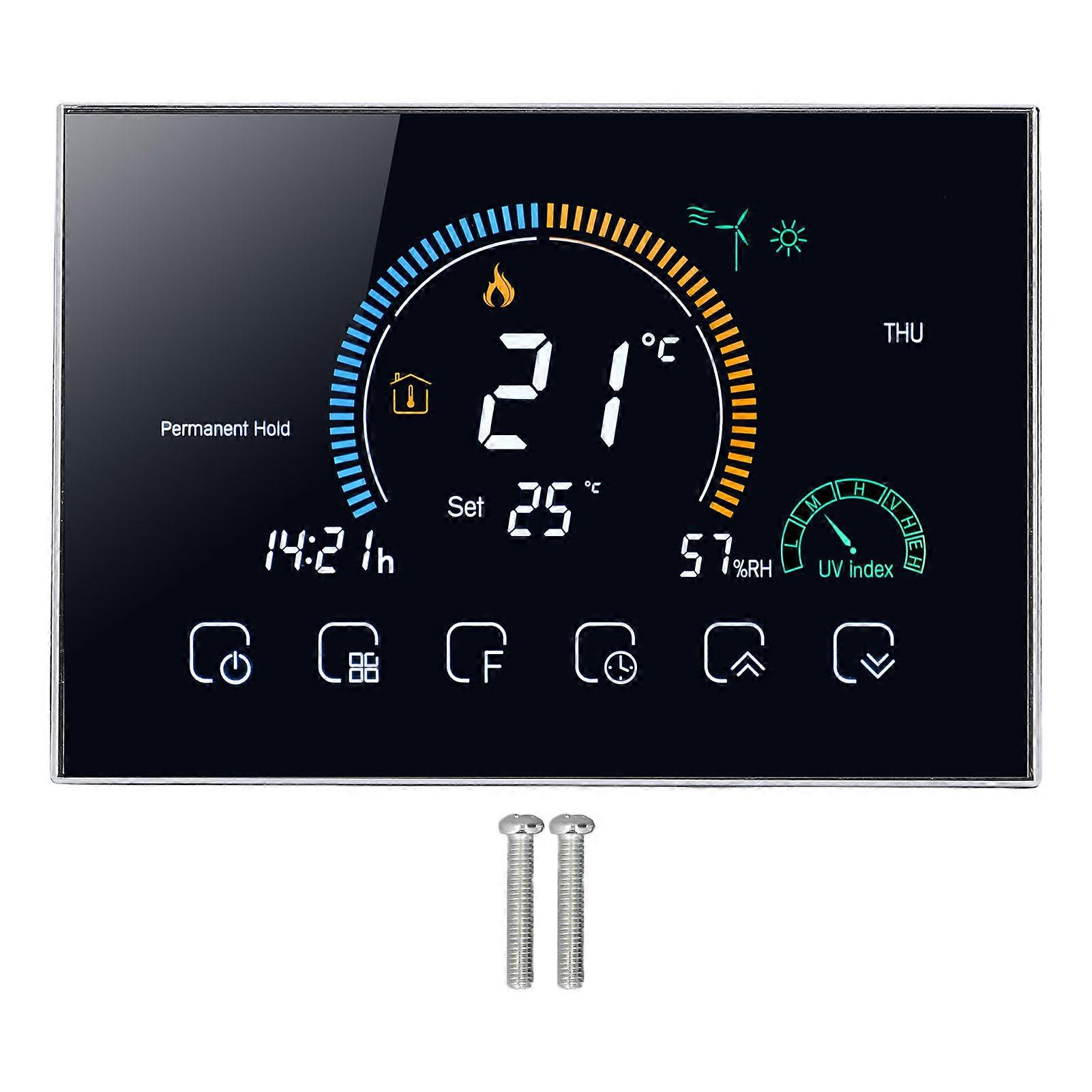 Central Air Conditioner Thermostat LED Touch Screen Programmable Smart WiFi Temperature Controller 95‑240V Black