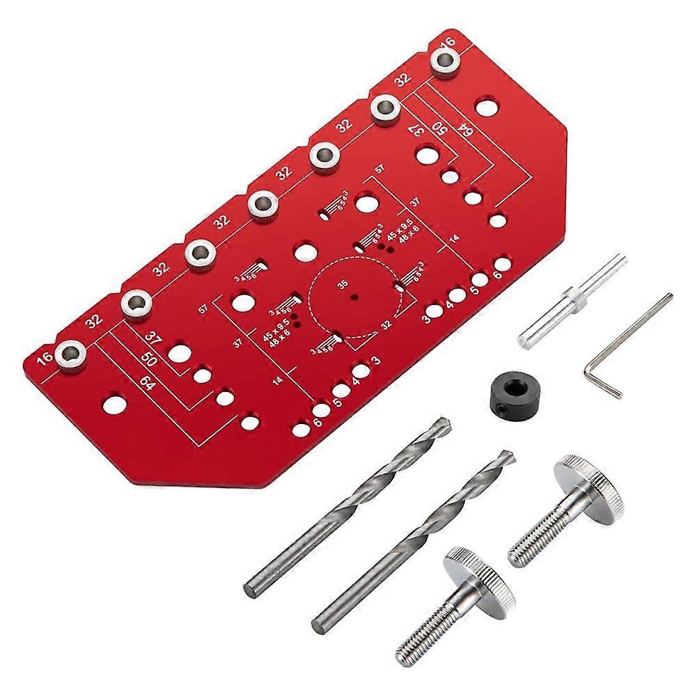 Regalstiftlehre and Scharnierlehre 2in1, independent clamp, 32mm shelf pin jig made of aluminum alloy with 1/4 drill bits.