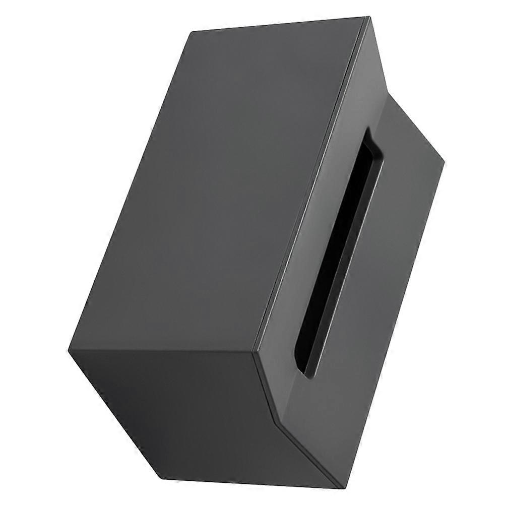 Dark Grey Plastic Tissue Storage Box with Adhesive Back for Easy Installation in Bathroom