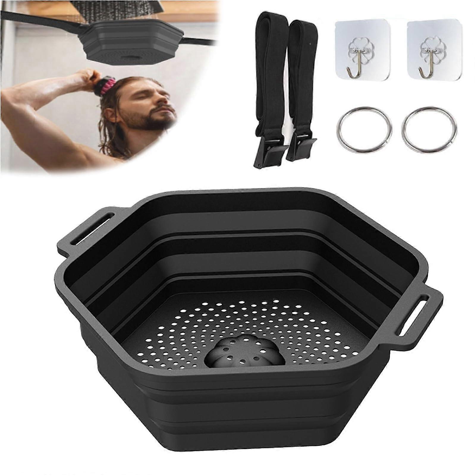 Arctic Ice Shower - Portable Foldable Silicone Ice Bath Bucket for Cold Water Therapy, Black, Quick Ice Bath Water Cooler