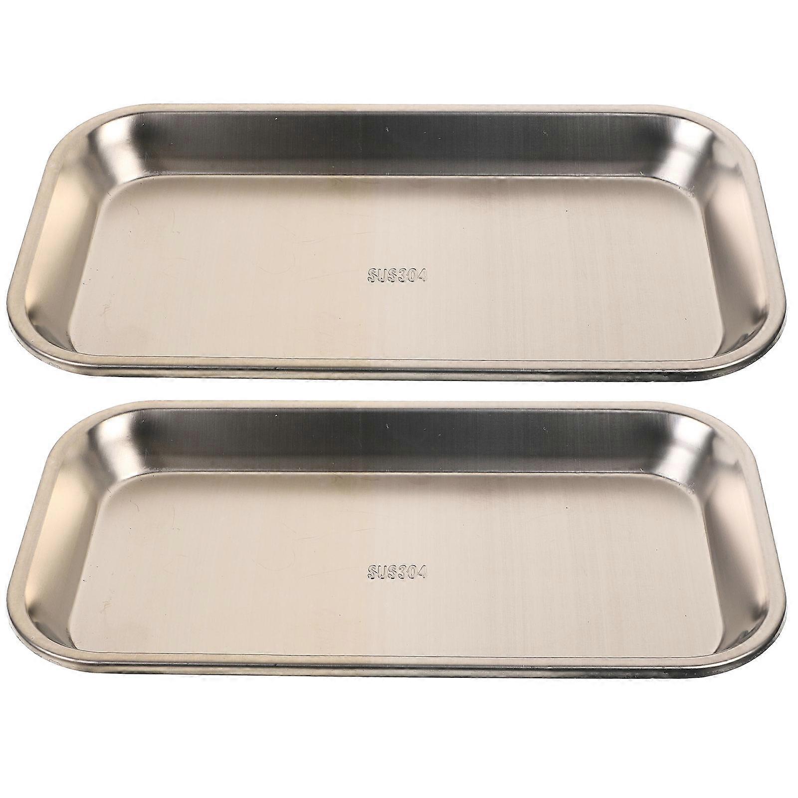 Flat Instrument Tray 304 Stainless Steel Re-usable For Use Silver 2Set
