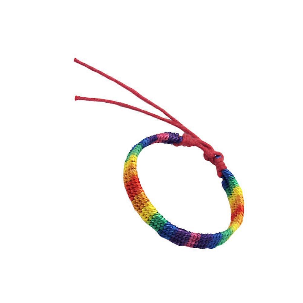Hand Woven Rainbow Bracelet Adjustable Rope Bangle for Men Women Handmade Friendship Accessory Simple Chic Daily Wear Gift