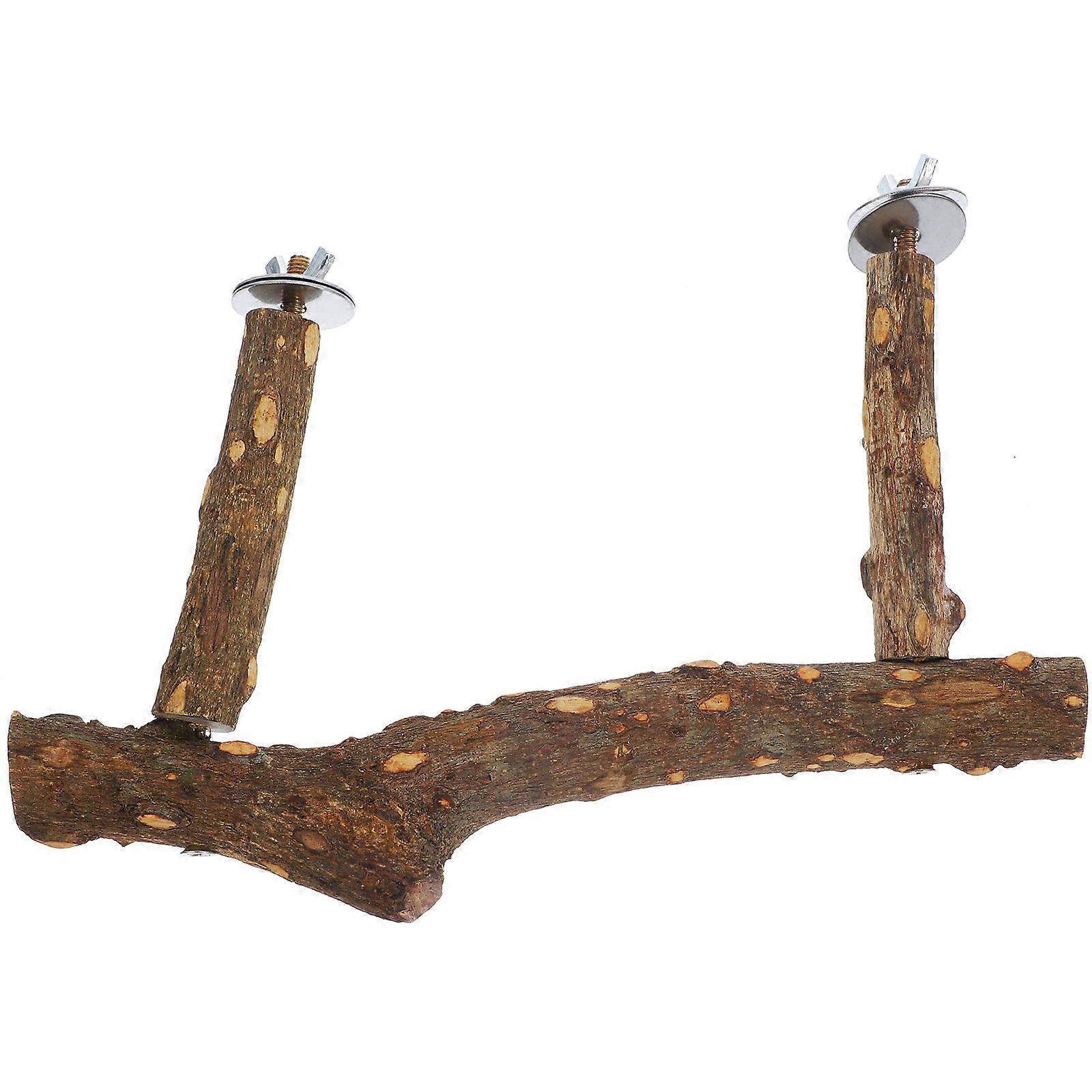Wood Bird Perch Stand for Playing Durable Safe Light Brown Suitable for Parakeets and Similar Size Birds