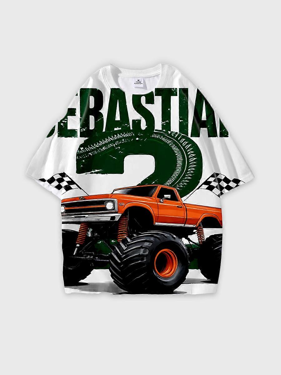 T-shirt round neck Pattern loose short sleeve N182