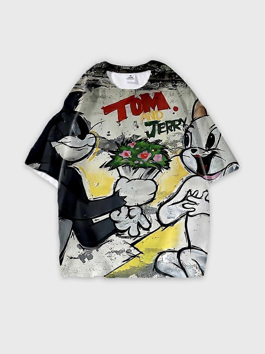T-shirt round neck Cartoon Pattern loose short sleeve D2177