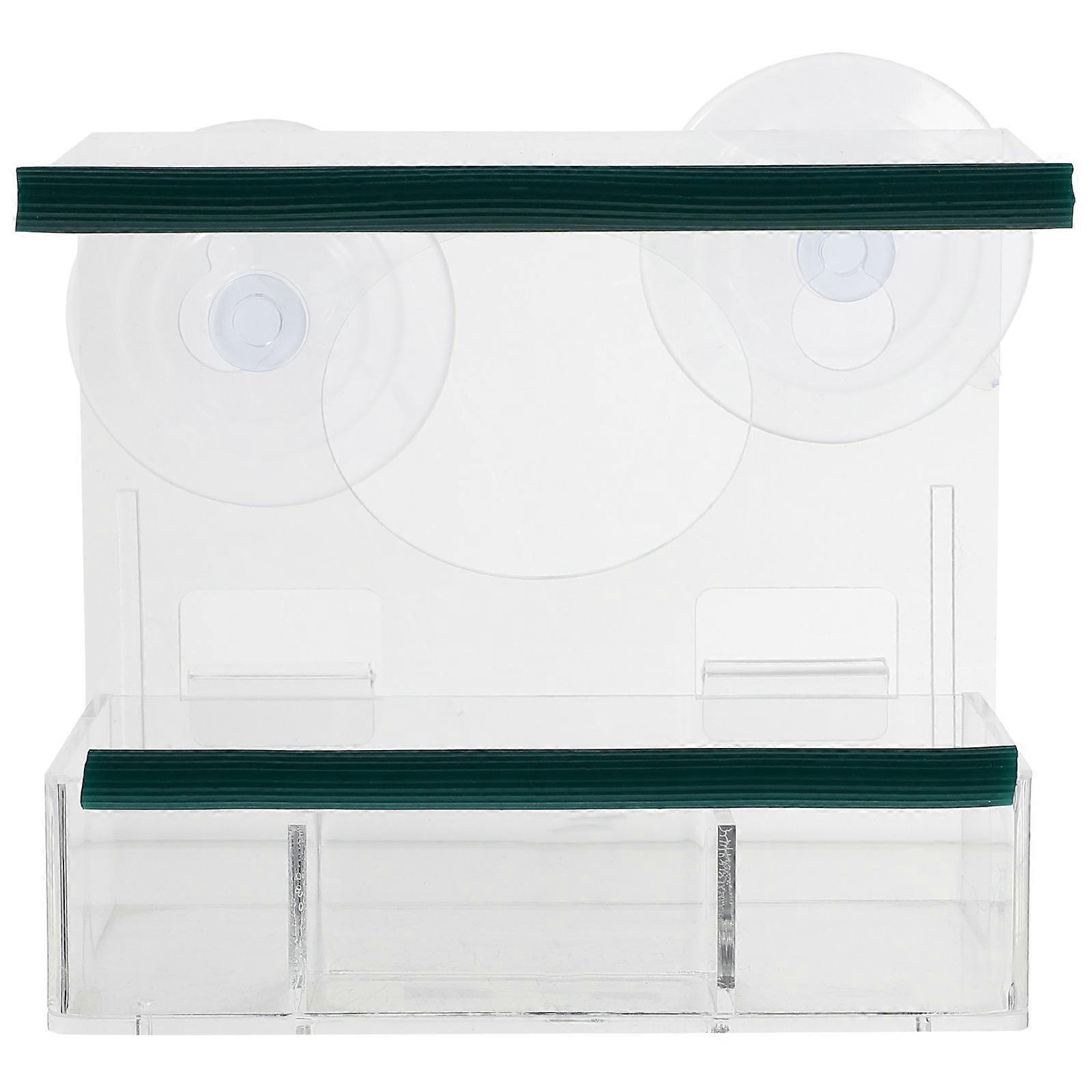 Bird Feeding Device Suction Cup Window Outdoor Use Transparent 5.9×3.9×5.1in 1Pack