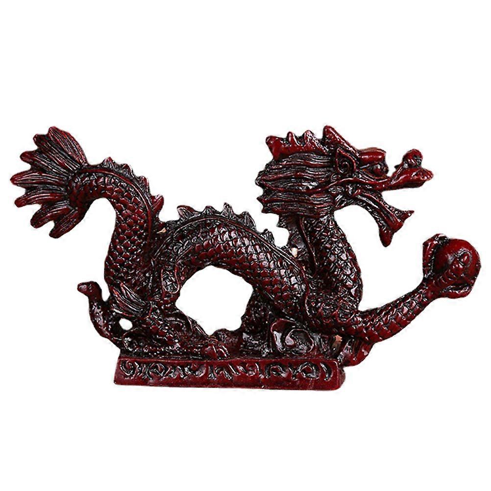 Dark Red Resin Dragon Statue for Decor and Desktop Ornament 4.5 Inches