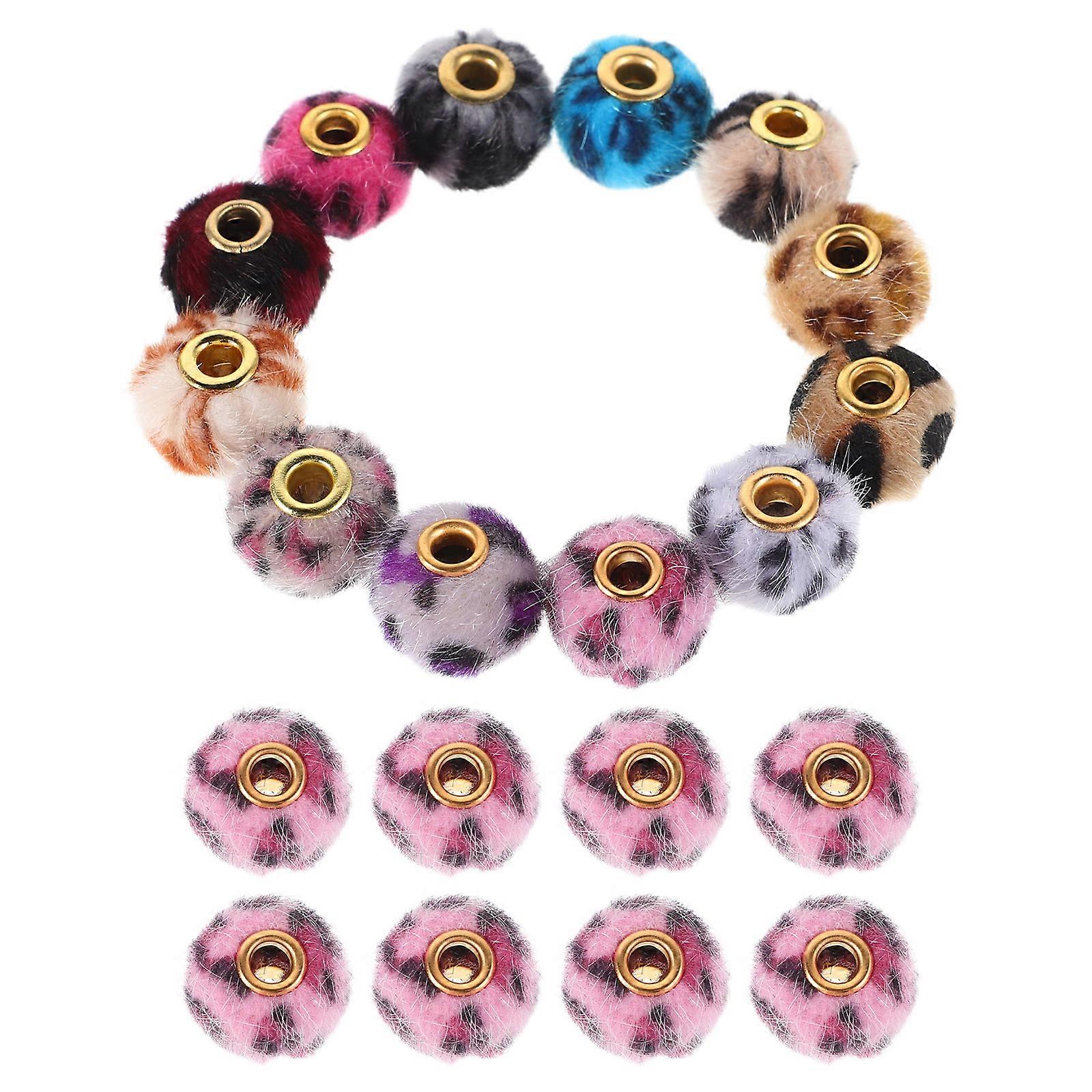 Round Spacer Beads Large Hole Multicolor Leopard Print For Diy Projects Personal Accessory Upgrades Polyester Iron 20Pcs