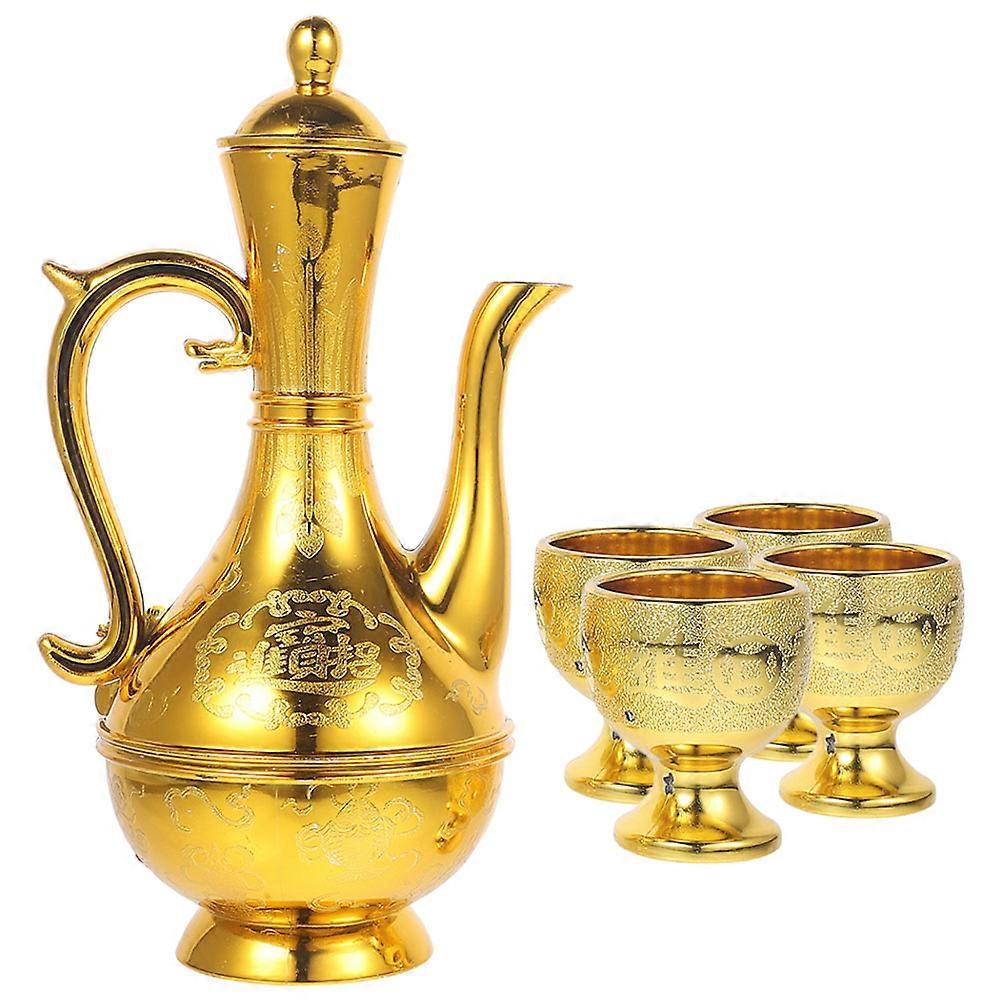 Golden Offering Cup and Kettle Set for Buddhist Worship at Home PP Material Safe Practical Easy to Clean
