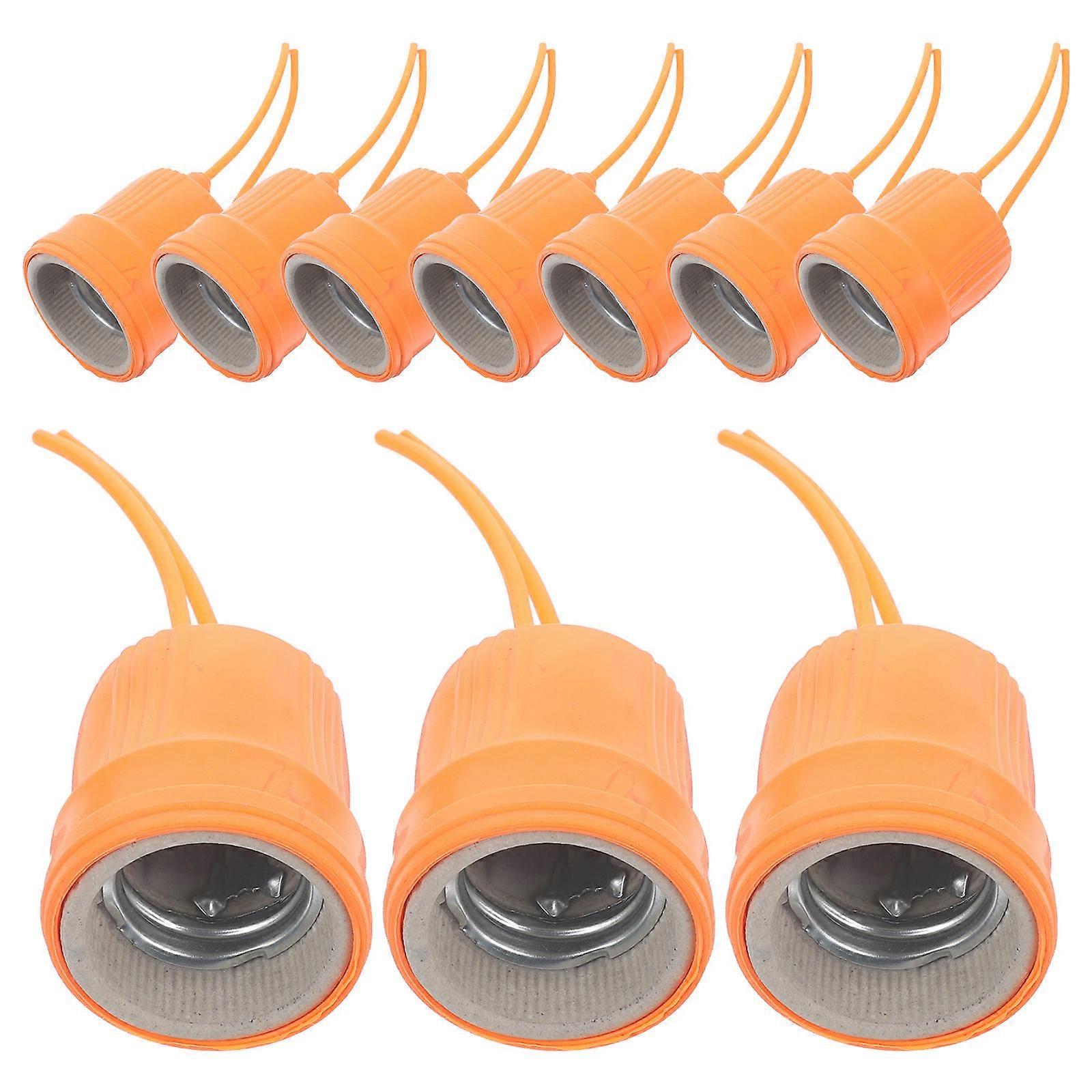 Waterproof Pendent Light Holder E27 Lamp Base Lighting Orange Color Round Shape 10Pcs