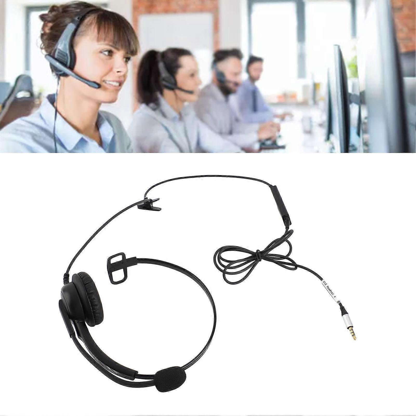 Single Ear Headset Comfortable Lightweight Noise Canceling Wired Computer Headset with Mic for Call Center
