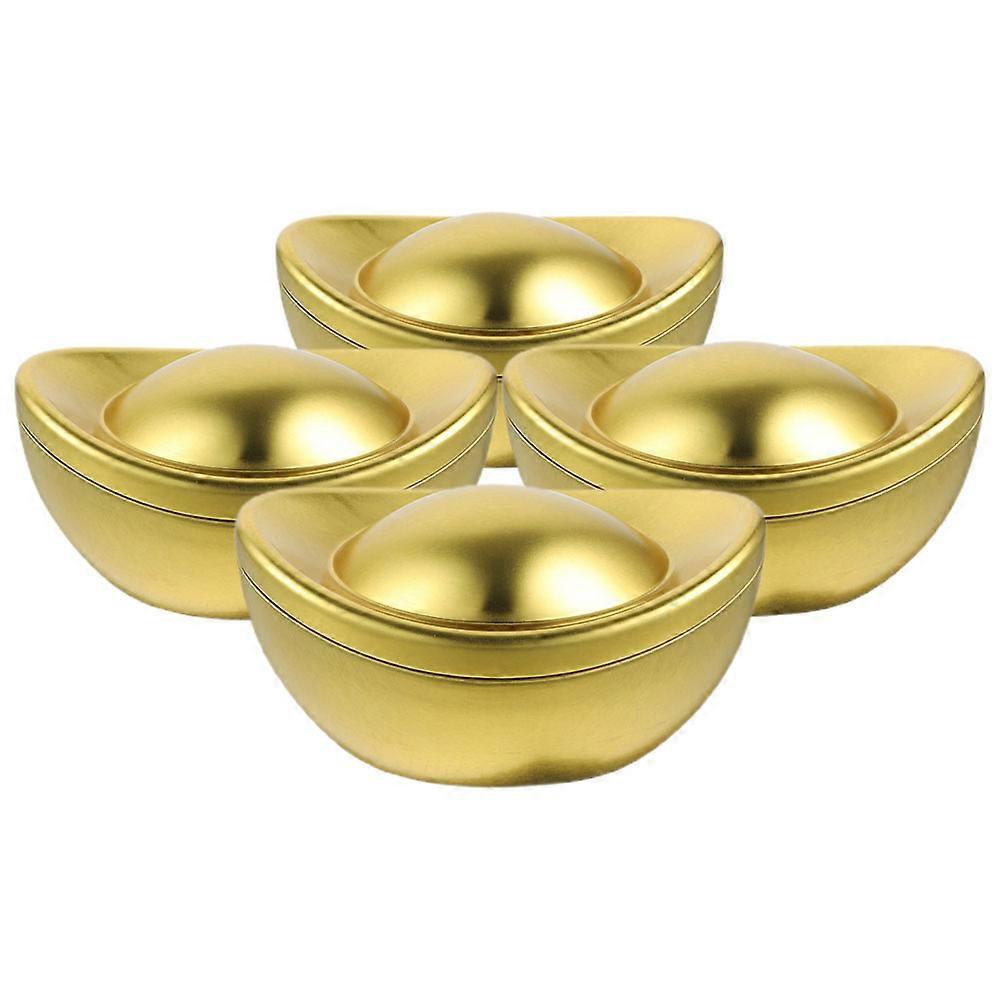 4pcs Empty Tinplate Candy Boxes Ingot Shaped Candy Box Biscuits Candy Treat Boxes