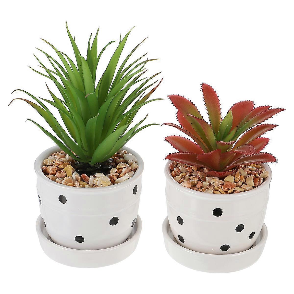 Nordic Style Artificial Bonsai Plants in Resin Planter White Color for Home Decor 2 Pcs