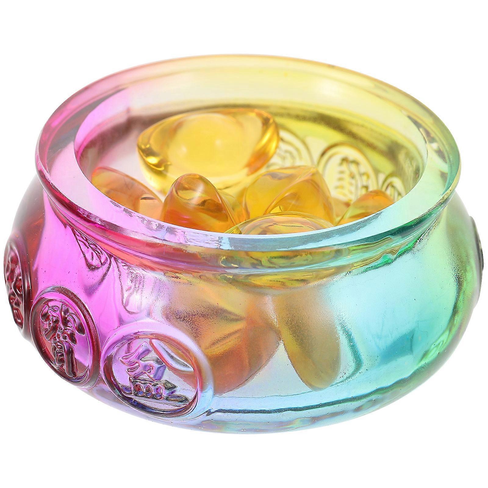 Crystal Treasure Basin Tabletop Decor Feng Shui Ingot Ornament High Grade Material Decorative Sculpture Traditional Chinese Design for Office Living