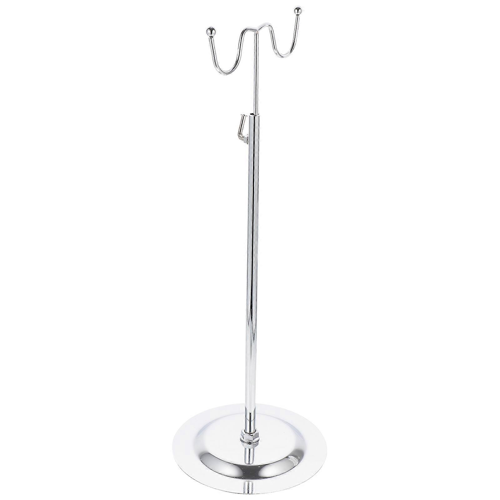 Silver Stainless Steel Bag Display Stand for Shop Adjustable Height