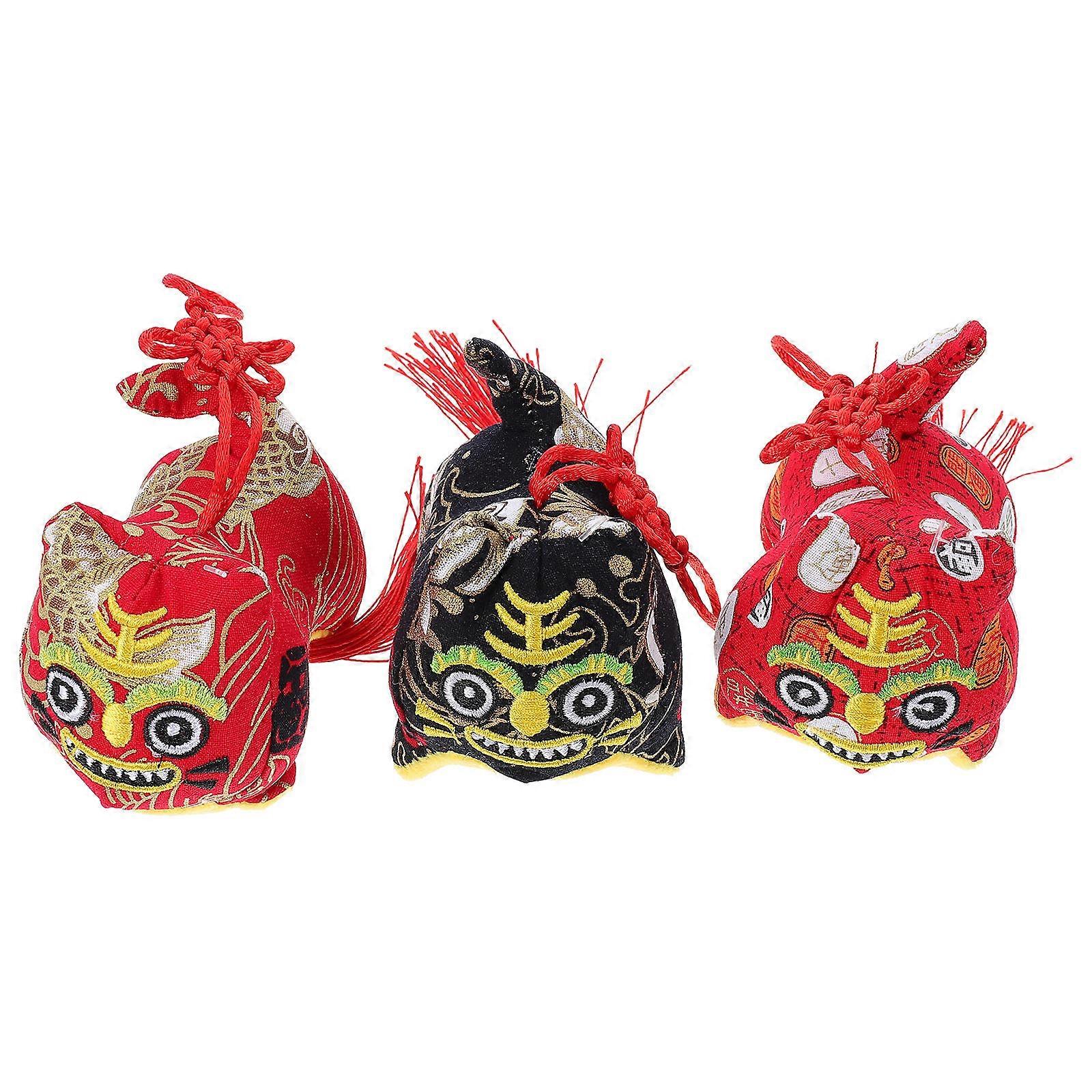 Baby Stuffed Animals 3Pcs Tiger Toy Atmosphere Enhancement For Party Ornament 8.5X6CM Black