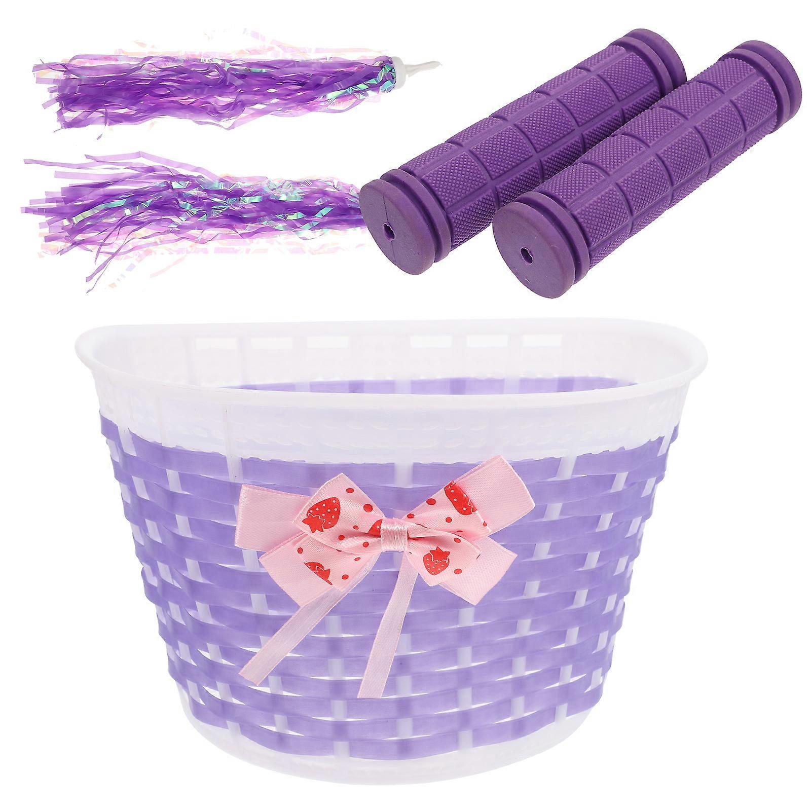 Durable Plastic Bike Storage Basket Set for Children's Bicycles and Scooters – Detachable Handlebar Basket with Convenient Design, Random Color