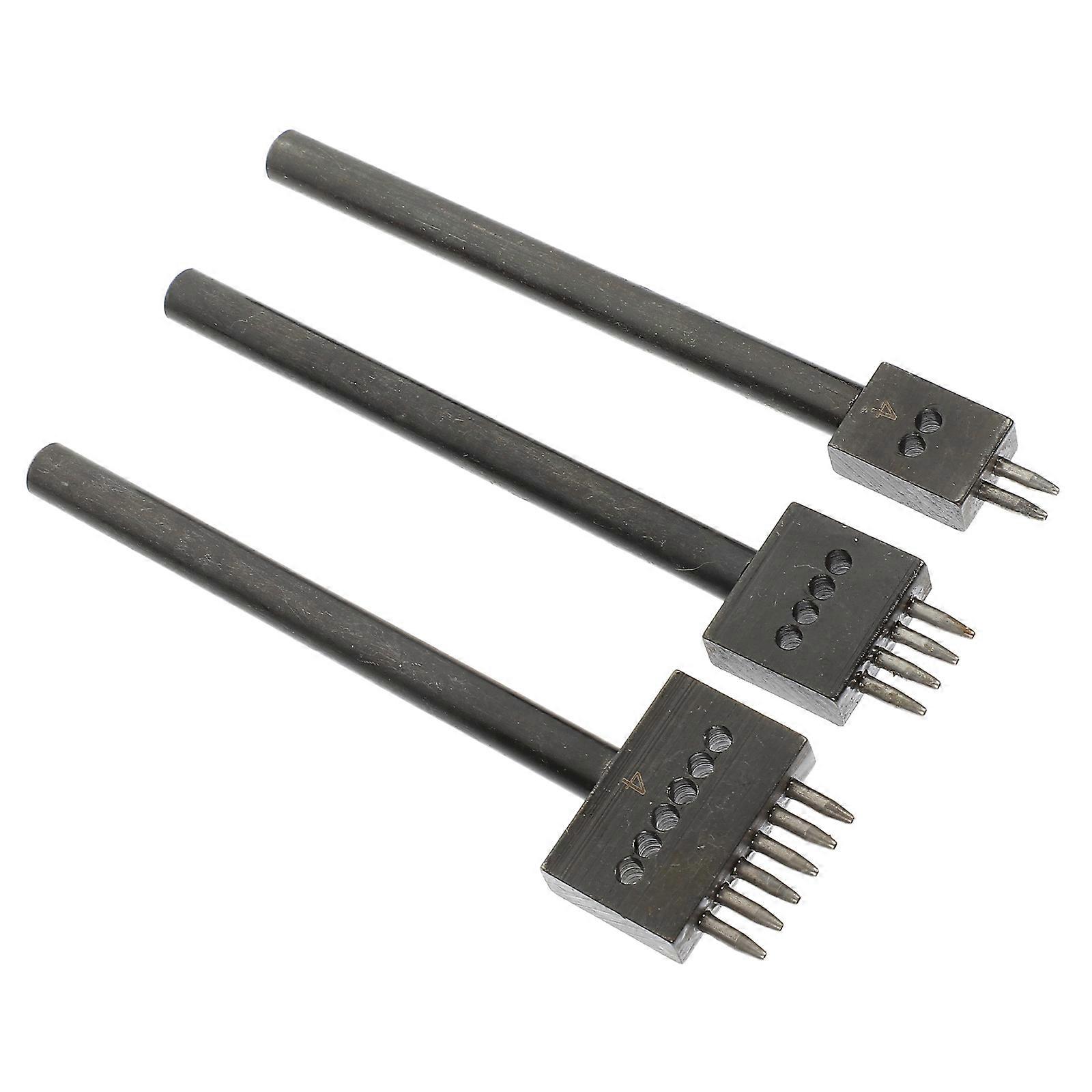 Craft Punching Tools 3Pcs Round Hole Punches Devices For Leatherworking And DIY Projects 12.3X3Cm Black Steel Tools