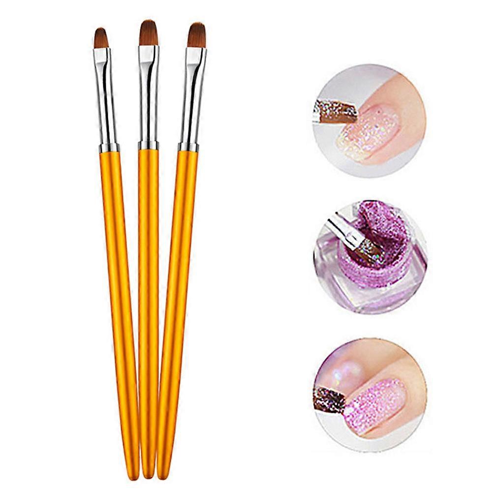 Pędzel do paznokci z okrągłą główką 3 sztuk dla kobiet idealny do kreatywnego zdobienia paznokci odpowiedni do projektów DIY o pięknym złotym kolorze