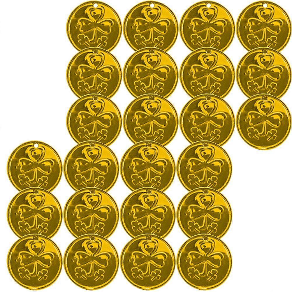 Shamrock Hanging Ornament 40Pcs For Festive Atmosphere Enhancement 10x3.5cm Golden Plastic