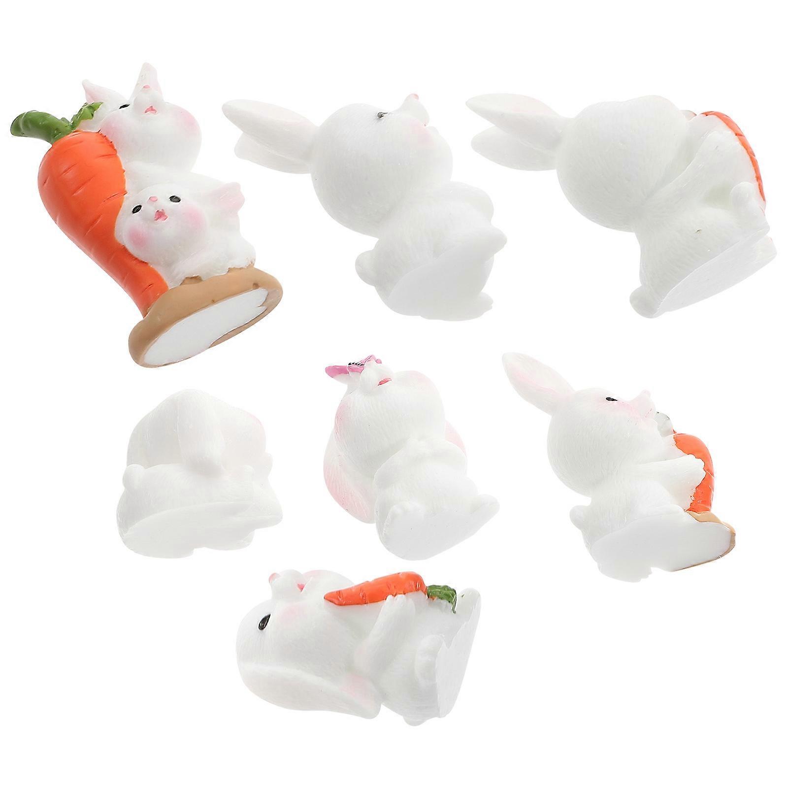 7pcs Year of the Rabbit Figurine Cartoon Rabbit Decoration Mini Desktop Bunny Decoration Mixed Style