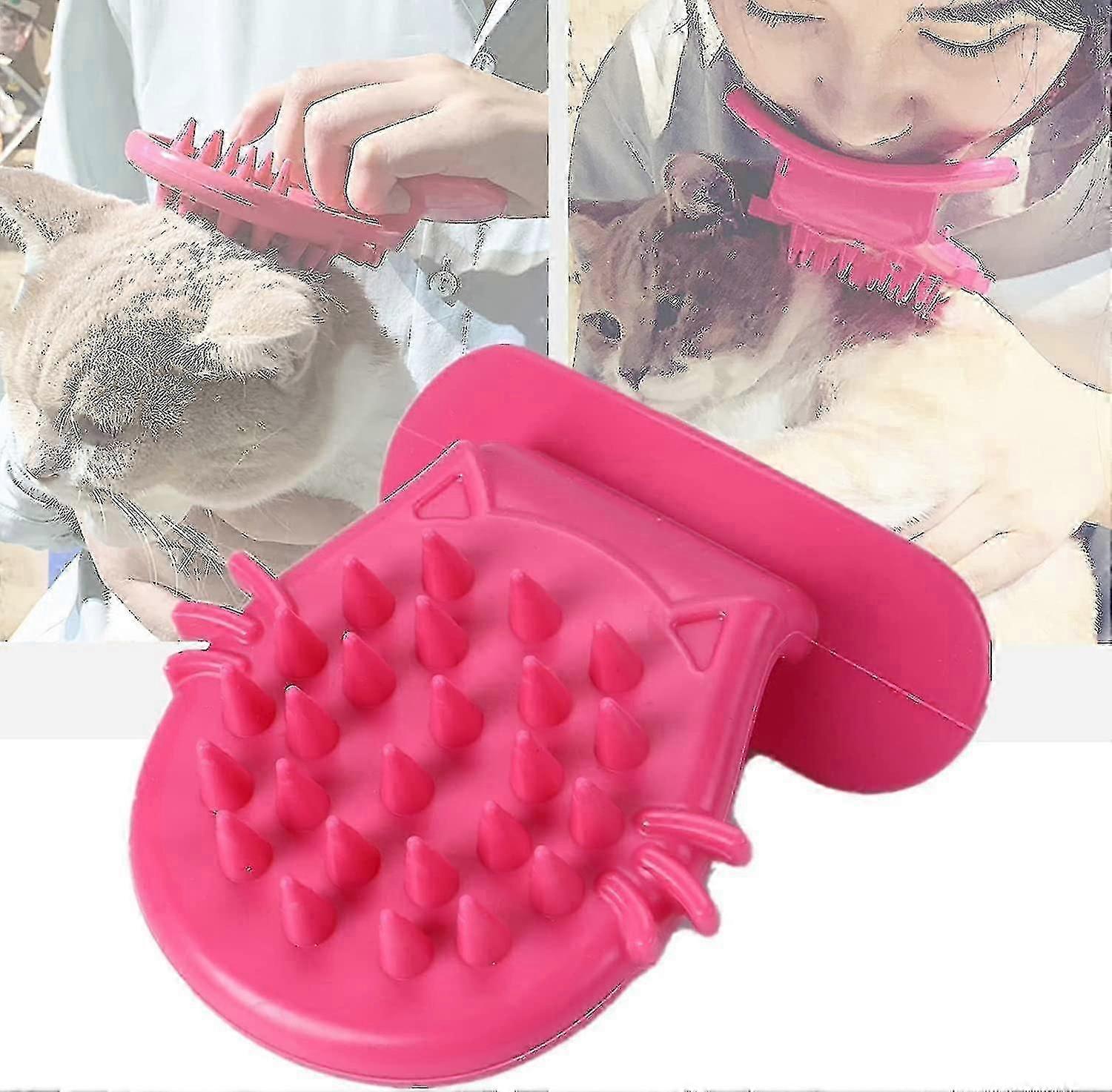 Wabjtam القط فرشاة سفك الاستمالة ، لينة تدليك القط فرشاة اللسان ، لعق القط الخاص بك مثل القط ماما للراحة ، هدايا الأليفة مفاجأة 1PCS-الوردي