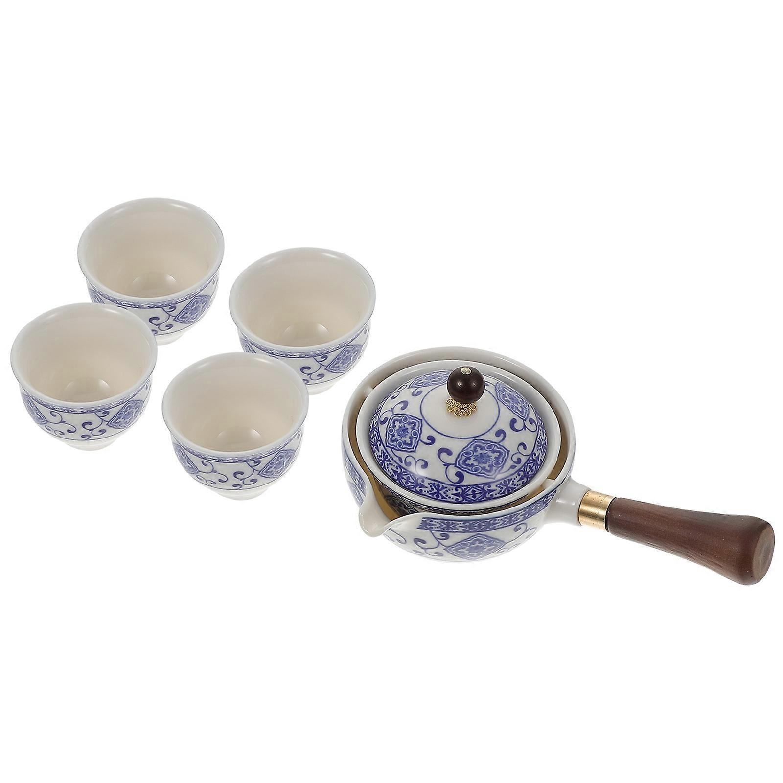 Portable Teapot Ceramic Tea Kettle Tea Making Tea Lovers 1 Set Round Blue Environmentally Friendly
