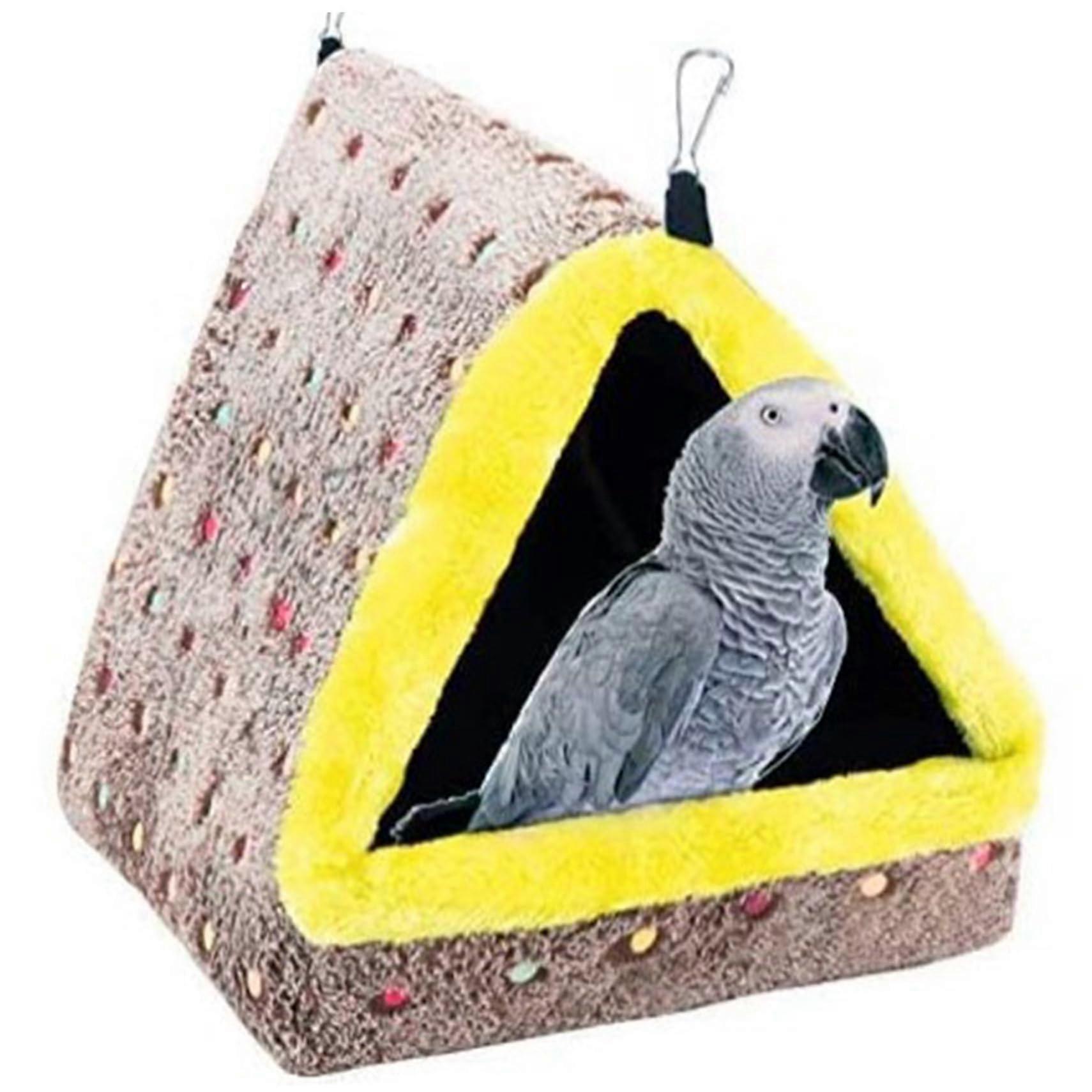 Triangular plush winter parrot nest, birdhouse warmth hanging bird nest sleeping bed for medium and large parrots.