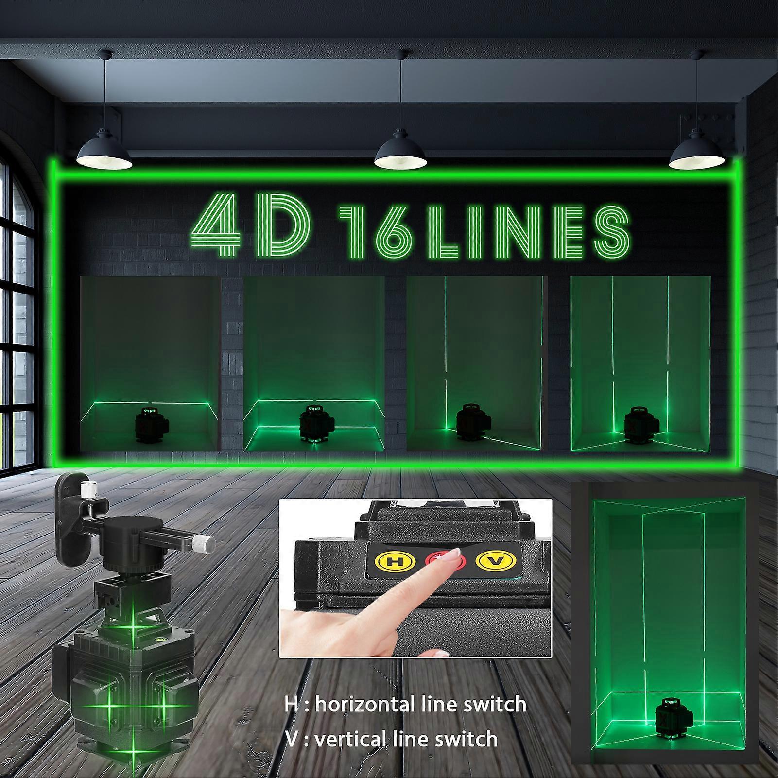 Multifunctional 16 Lines Laser Level 3° Self-leveling Machine Rechargeable Lithium Battery Leveling Tool with Bubble-level Omnidirectional Ground Wal