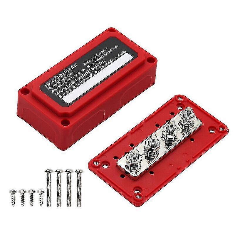 Red busbar box, 300A M8 stud, Modular design, Can collect negative wire harnesses