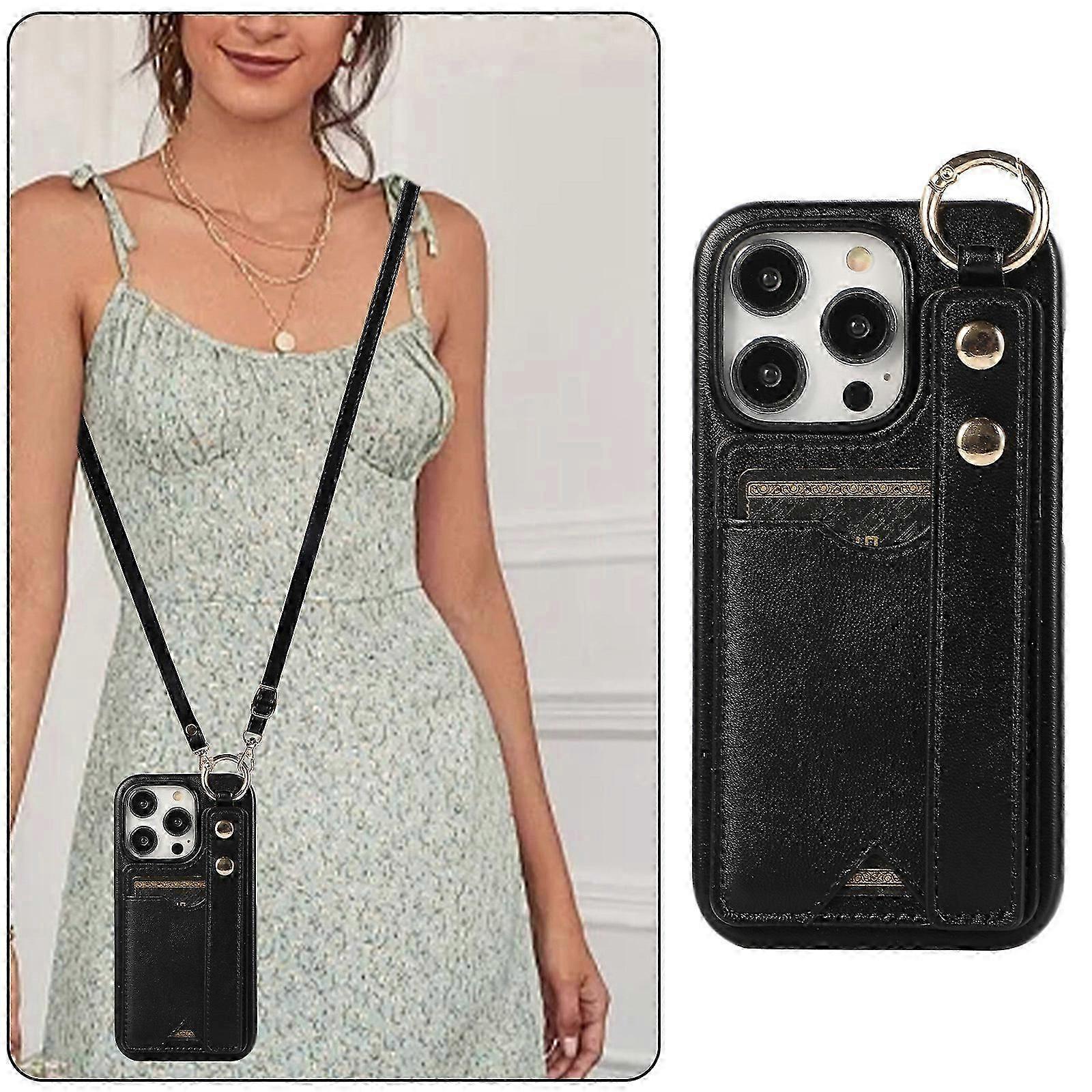 for iPhone 15 Pro Max/ 15 Ultra Wallet Case with Card Holder Phone Lanyard PU Leather for iPhone 15 Pro Max/ 15 Ultra Cade with Stand