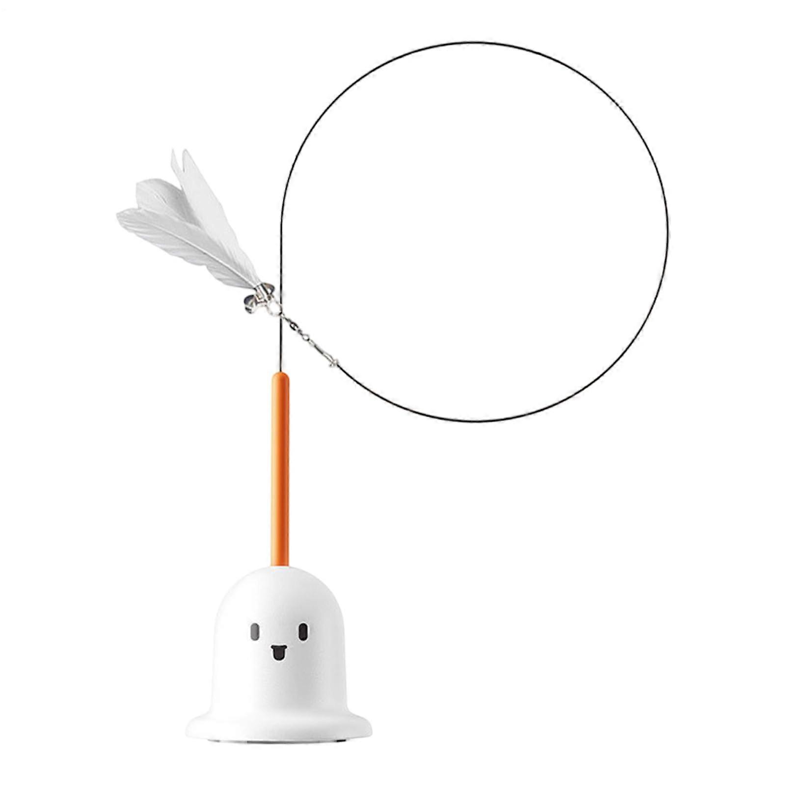 Cat Feather Wand With Suction Cup, Interactive Kitten Toy With Bell, Portable White Cat Wand For Kitten Exercises