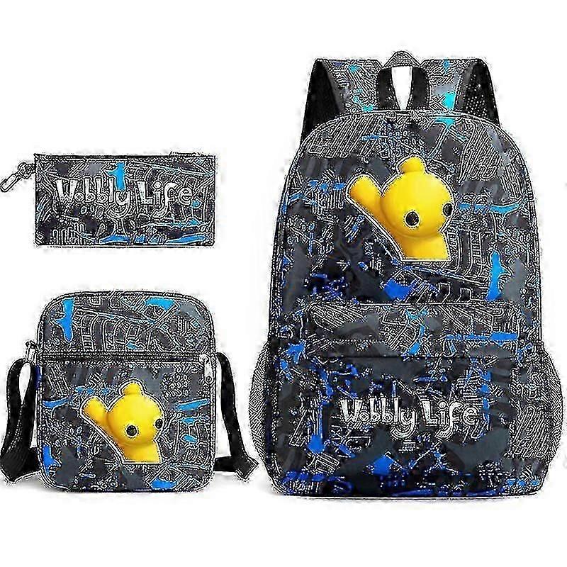 متذبذب الحياة 3PCS مدرسة حقيبة الظهر حقيبة الكتف حقيبة القلم