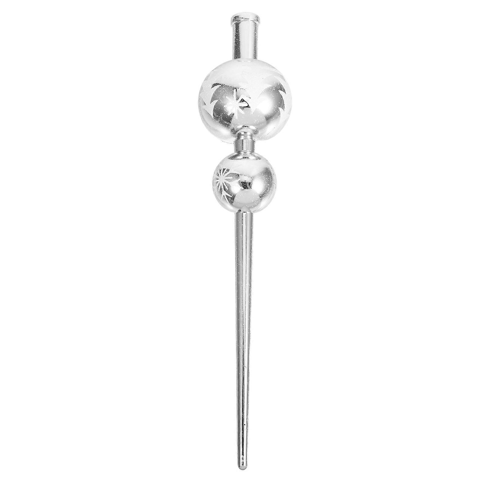 Silver Plastic Snowflake Tree Topper for Home Use Elegant Gourd Design Holiday Decorations 3.5 Inches