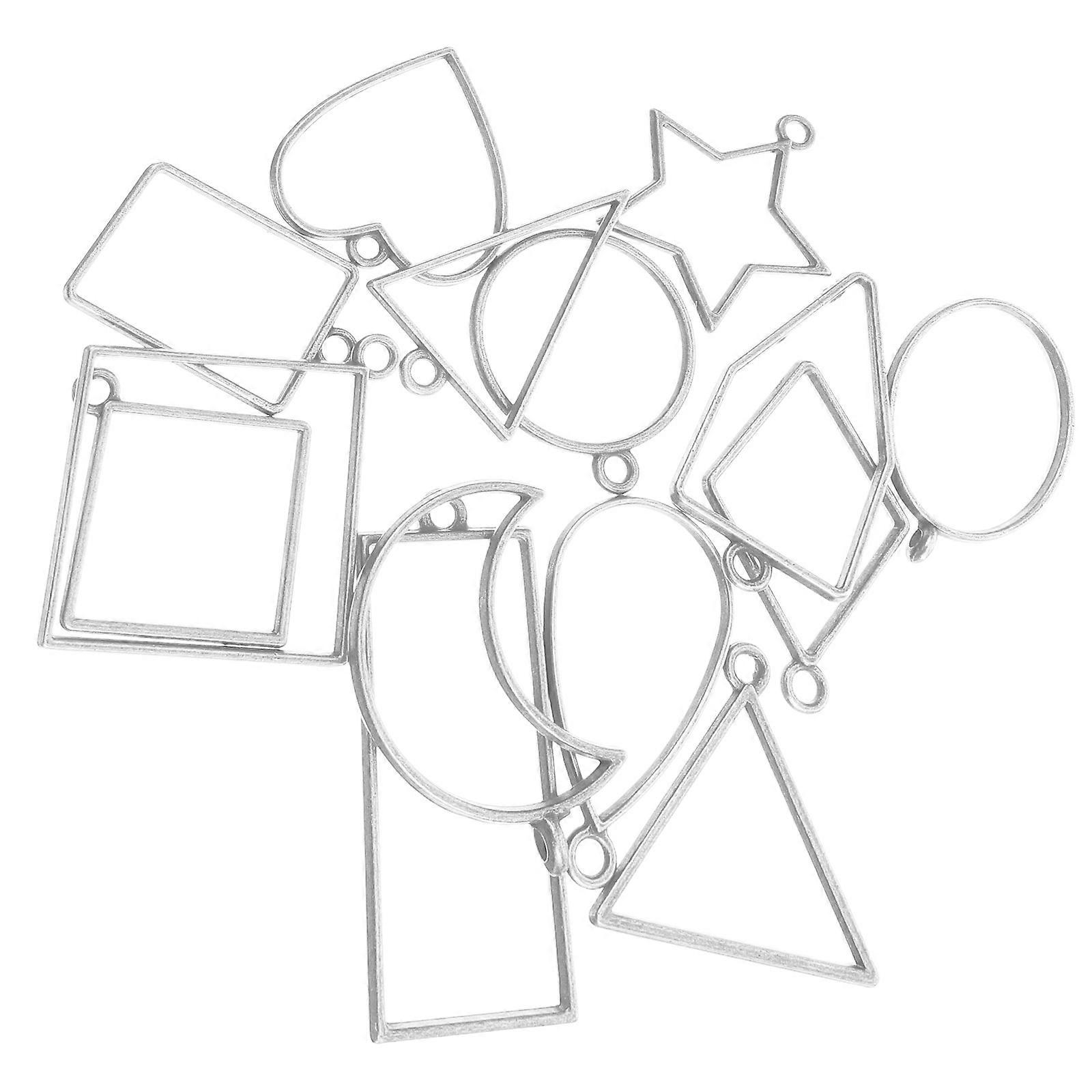 14pcs Decorative Open Bezel Pendants – Lightweight Charms in Creative Shapes for DIY Jewelry Making, Necklaces, Bracelets, and Keychains