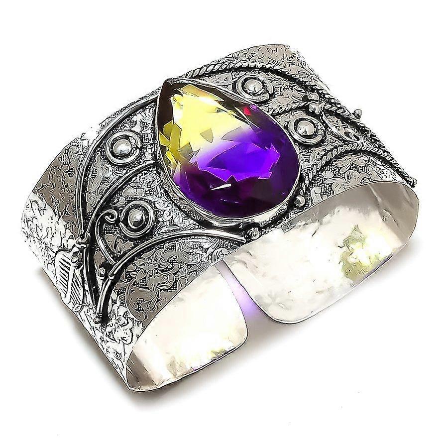 Bi-Color Tourmaline Gemstone 925 Sterling Silver Cuff Bangle Adjustable