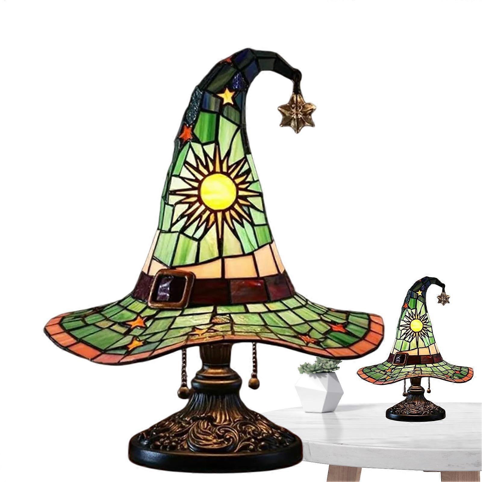 Witch Hat Lamps Handmade Gothic Wizard Hat Halloween Decor Luminous Green Light for Fantasy Enthusiasts