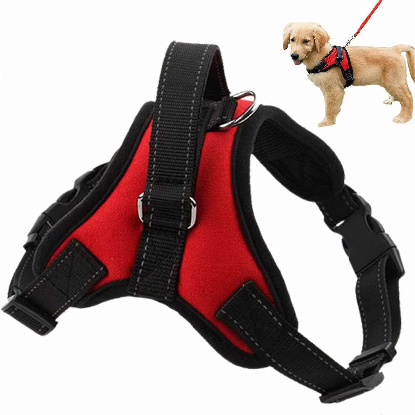 Dog Harness, Breathable Mesh, Adjustable, Soft Padded, No Pull, Power Strap for Small Dogs, Red
